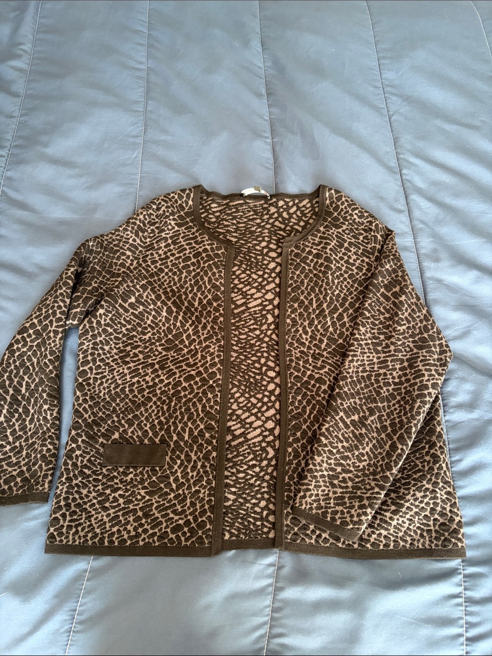 Brown Animal Print Open Cardigan Jacket - Women